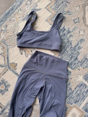 Aritzia Slate Gray High-Waist Leggings with Matching Sports Bra